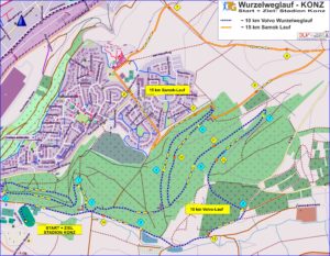 Wurzelweglauf Streckenplan 10+15km